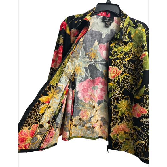 TRENZ WOMAN by Theresa Renz Floral Embroidery Cutout Zip Up Blazer Plus Size 1X - Picture 4 of 9
